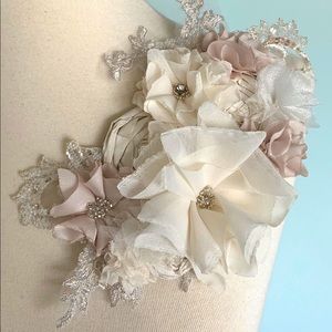 Cream Flower magnetic pin brooch, bridal bohemian